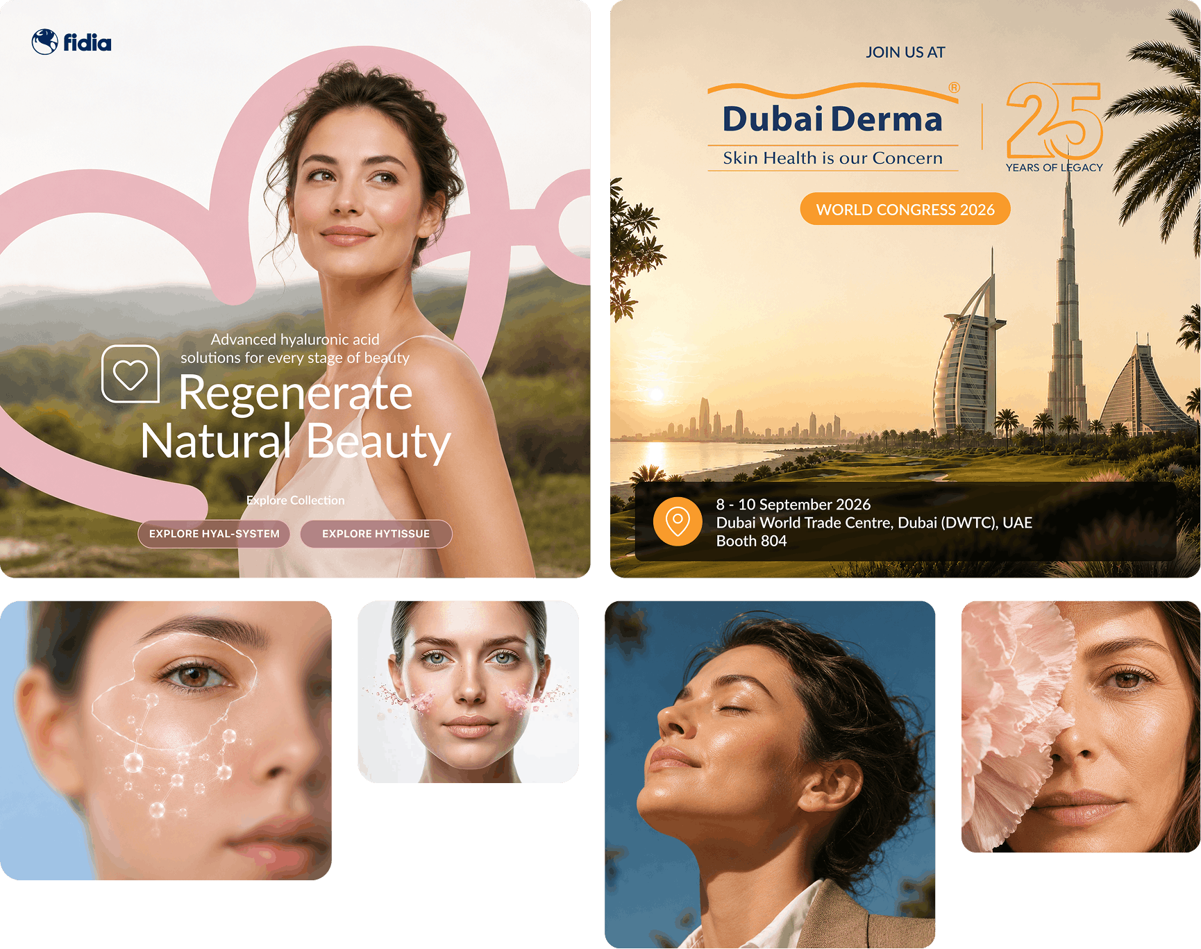 Fidia Pharma beauty campaign and visual design collection