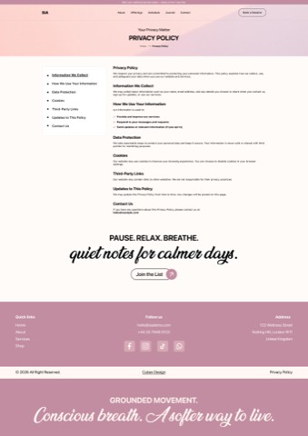 SIA wellness privacy policy page