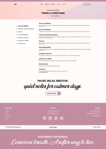 SIA wellness terms and conditions page